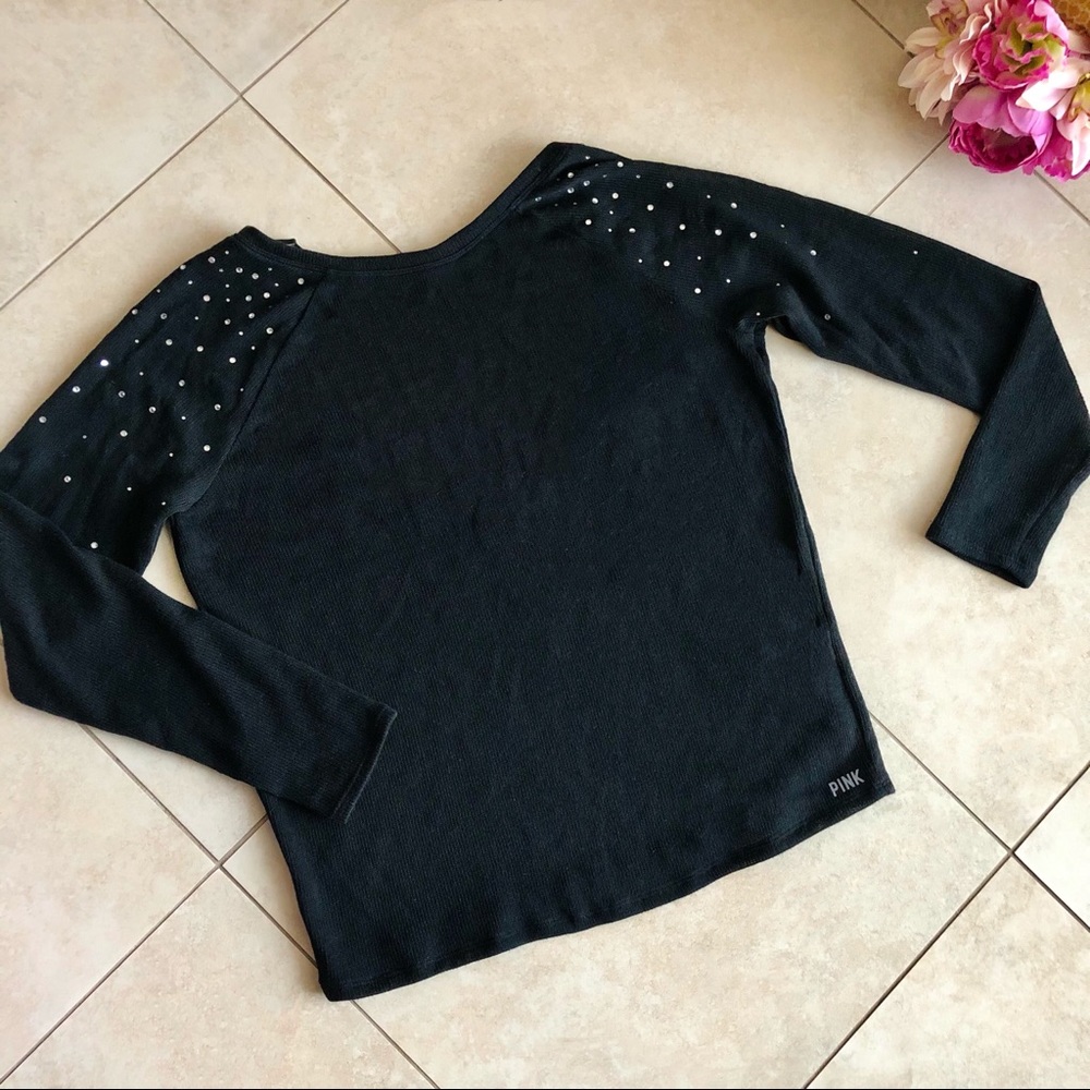 VS PINK Rhinestone Knit Sweater With Plunge Back L